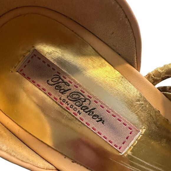 Ted Baker London platform Wedge Sandal T strap peep toe snakeskin heel size 9 - Picture 6 of 9